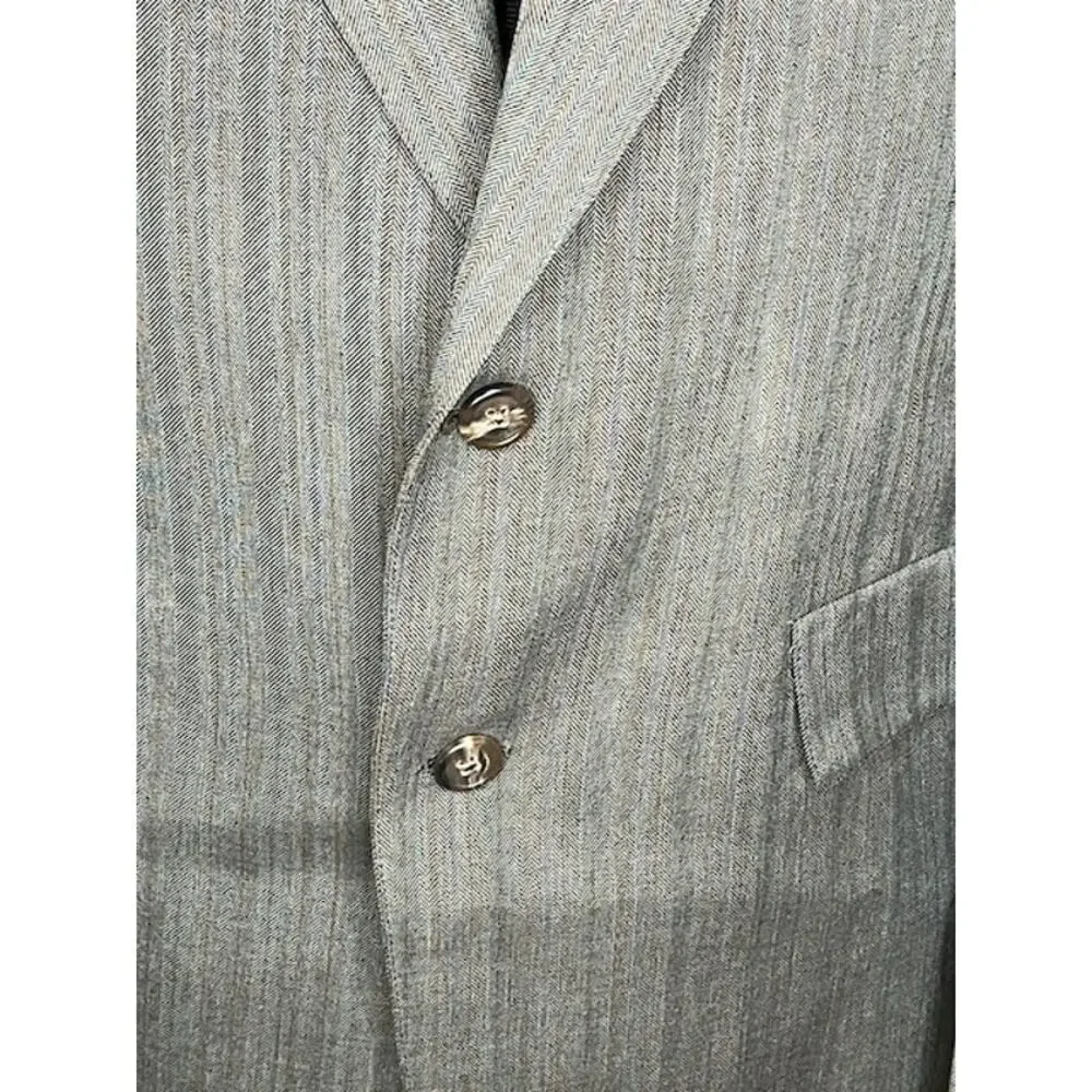 blazer herringbone striped  Vintage 1980s gray blue brown